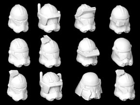 (Legion) 12x Clone Commander Helmets in Tan Fine Detail Plastic