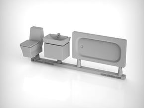 Bathroom Set 01. 1:48 Scale in Smooth Fine Detail Plastic