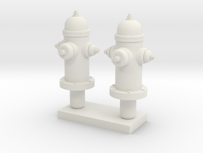 Fire Hydrant Qty 2 - 'O' Scale 43:1 in White Natural Versatile Plastic