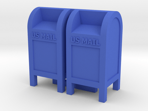Mail Box - US Mail Qty 2 - 'O' Scale 43:1 in Blue Processed Versatile Plastic