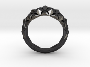 Geometric Cristal Ring 1 in Polished and Bronzed Black Steel