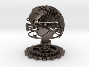 Steampunk World Small 6x6x7 in Polished Bronzed Silver Steel