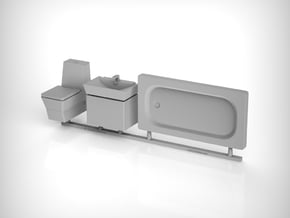 Bathroom Set 01. 1:24 Scale in White Natural Versatile Plastic