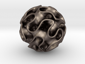 Gyroid Sphere in Polished Bronzed-Silver Steel