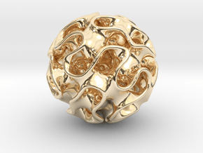 Gyroid Sphere in 14k Gold Plated Brass