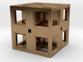 Low Poly Fractal Cube 20mm in Natural Brass