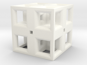 Low Poly Fractal Cube 20mm in White Processed Versatile Plastic