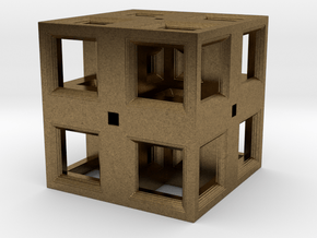 Low Poly Fractal Cube 20mm in Natural Bronze