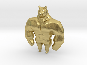 Swole Doge strong dog meme 40mm miniature figure in Natural Brass