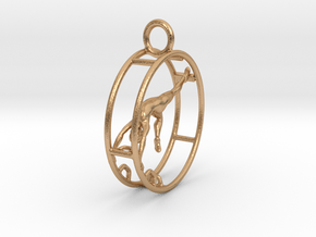 Key Chain Pendant Gymnast on Wheel Pose4 in Natural Bronze