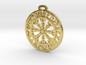 Vegvisir Protection Amulet in Polished Brass