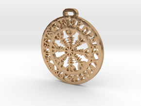 Vegvisir Protection Amulet in Polished Bronze