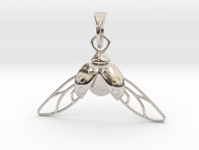 Lady Bug Pendant in Rhodium Plated Brass