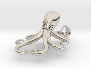 Octopus pendant in Rhodium Plated Brass