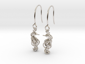 Sea horse earring in Rhodium Plated Brass