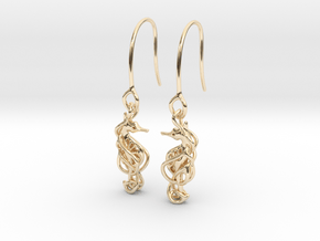 Sea horse earring in 14k Gold Plated Brass