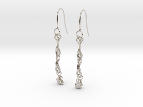 Long  Swan filigree earring in Platinum