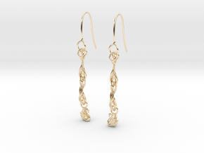Long  Swan filigree earring in 14K Yellow Gold