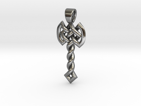 Celtic knot axe [pendant] in Polished Silver