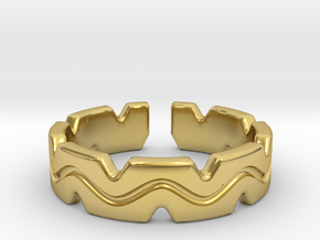 Fun crown [sizable ring] in Polished Brass