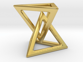 Double pyramid [pendant] in Polished Brass (Interlocking Parts)
