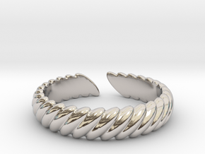 Twisted open ring [sizable ring] in Rhodium Plated Brass