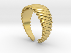 Large twisted ring [sizable ring] in Polished Brass