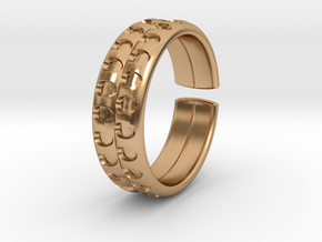 Large notched ring [sizable ring] in Polished Bronze