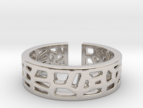 Voronoi ring [sizable ring] in Rhodium Plated Brass