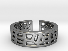 Voronoi ring [sizable ring] in Polished Silver