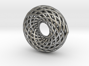 12 Turn Double Torus in Natural Silver