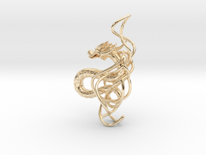 Large Dragon Pendant in 14k Gold Plated Brass