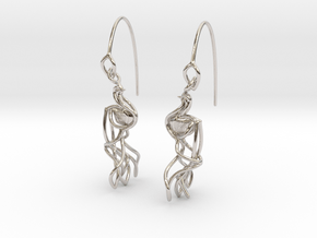 Indian Peacock Earring in Rhodium Plated Brass