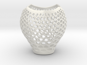 Strawberry-like voronoi style vase in White Natural Versatile Plastic
