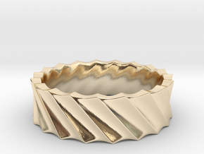 Slant Wave Ring _ A in 14k Gold Plated Brass: 5 / 49