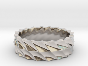 Slant Wave Ring _ B in Rhodium Plated Brass: 5 / 49