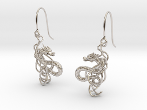 Eastern Dragon Earring in Rhodium Plated Brass