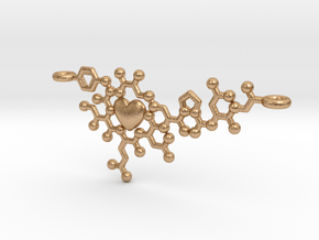 Oxytocin Molecule Love Heart Pendant 3D Printed in Natural Bronze