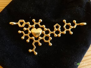 Oxytocin Molecule Love Heart Pendant 3D Printed in Polished Brass