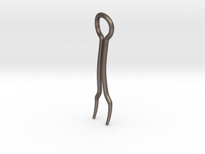 Three Curve Hairpin in Polished Bronzed-Silver Steel