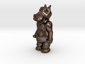 happy hippo in Polished Bronze Steel