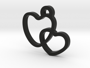 Heart Love Charm Necklace n45 in Black Premium Versatile Plastic