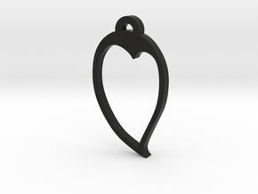 Heart Love Charm Necklace n46 in Black Premium Versatile Plastic