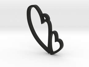 Heart Love Charm Necklace n47 in Black Premium Versatile Plastic