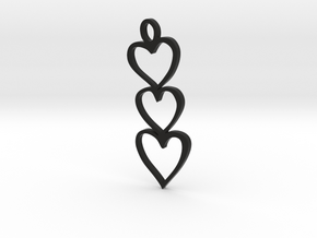Heart Love Charm Necklace n48 in Black Premium Versatile Plastic
