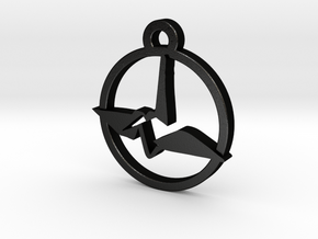 Origami Crane Charm Necklace n10 in Matte Black Steel