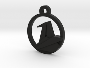 Origami Crane Charm Necklace n75 in Black Natural Versatile Plastic