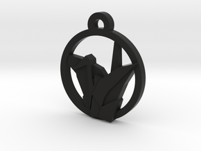 Origami Crane Charm Necklace n87 in Black Natural Versatile Plastic