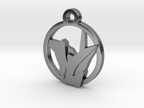 Origami Crane Charm Necklace n87 in Polished Silver