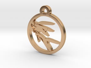 Bamboo Grass Charm Necklace n25 in Polished Bronze